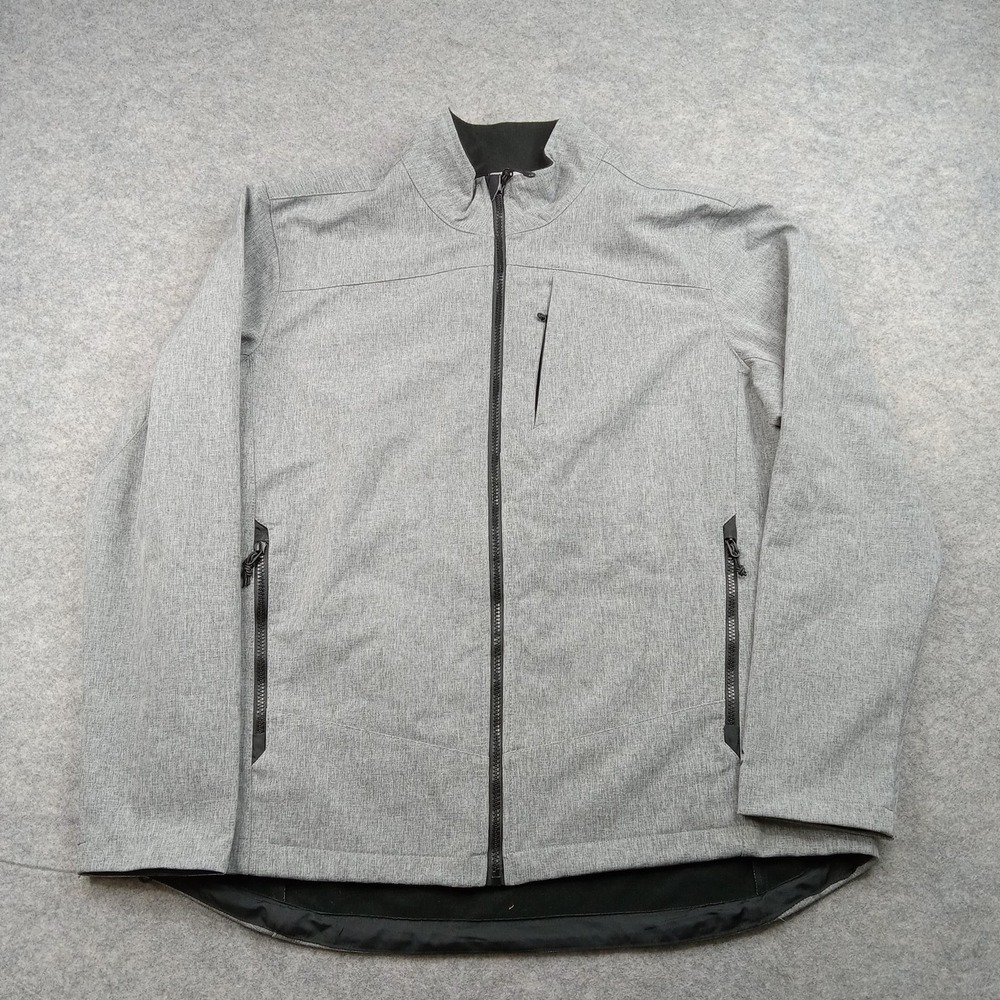 Champion Jacket Mens XL Gray Softshell Full Zip Windbreaker Lined R1385‎ Coat